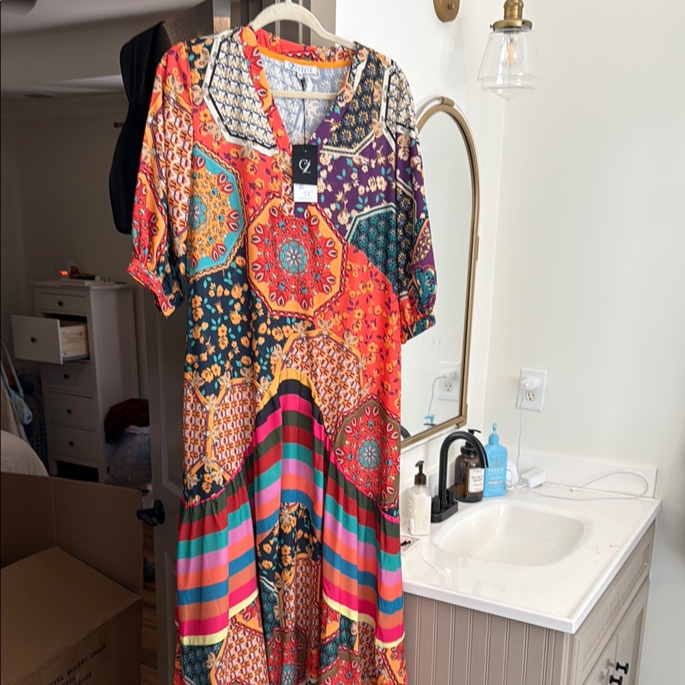Colorful Patchwork Boho Maxi Dress
